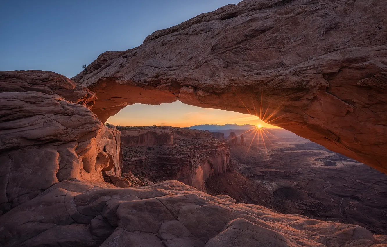Фото обои солнце, свет, скалы, каньон, Аризона, США