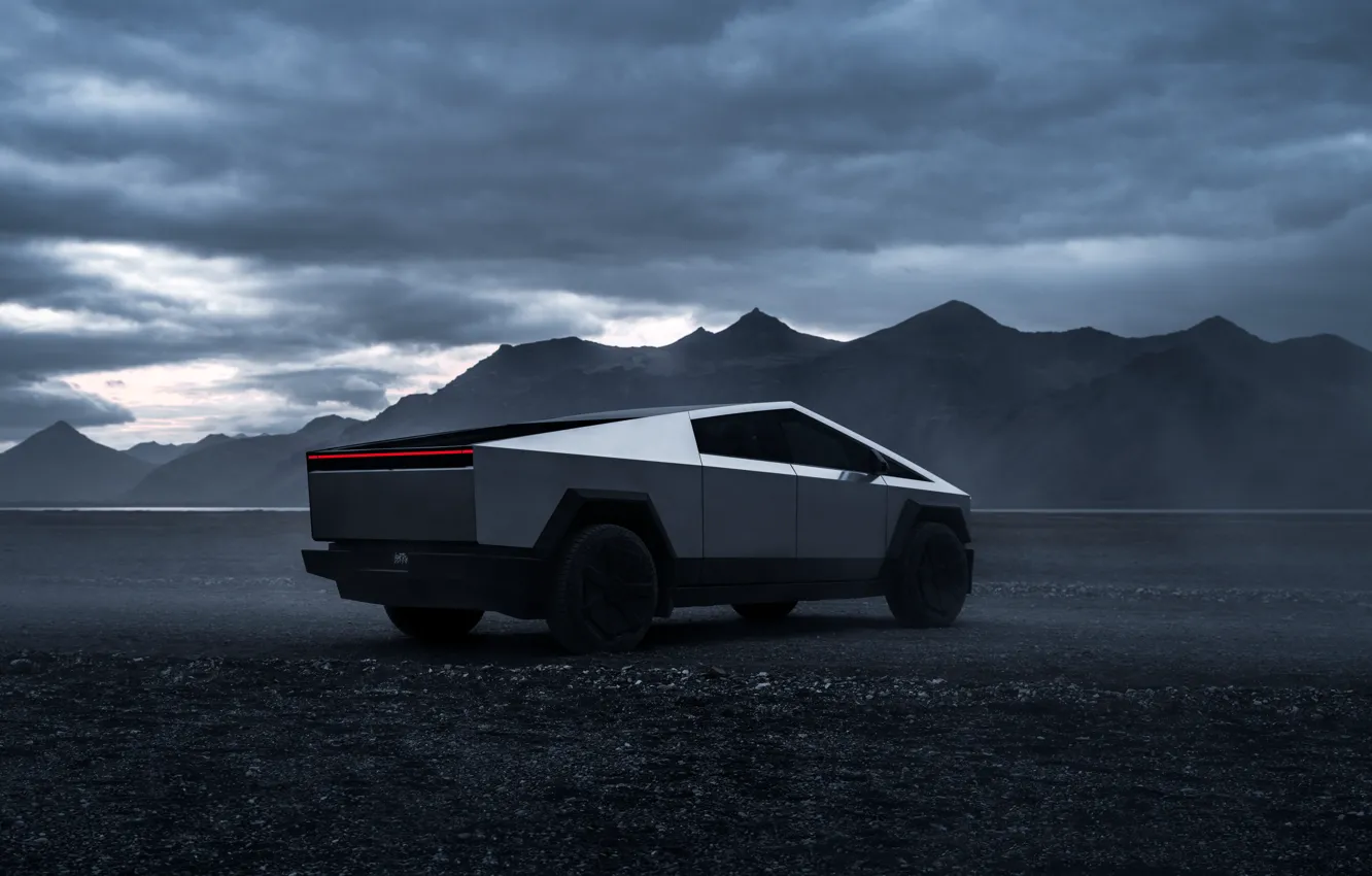 Фото обои sky, mountains, Tesla, 2023, Tesla Cybertruck, Cybertruck