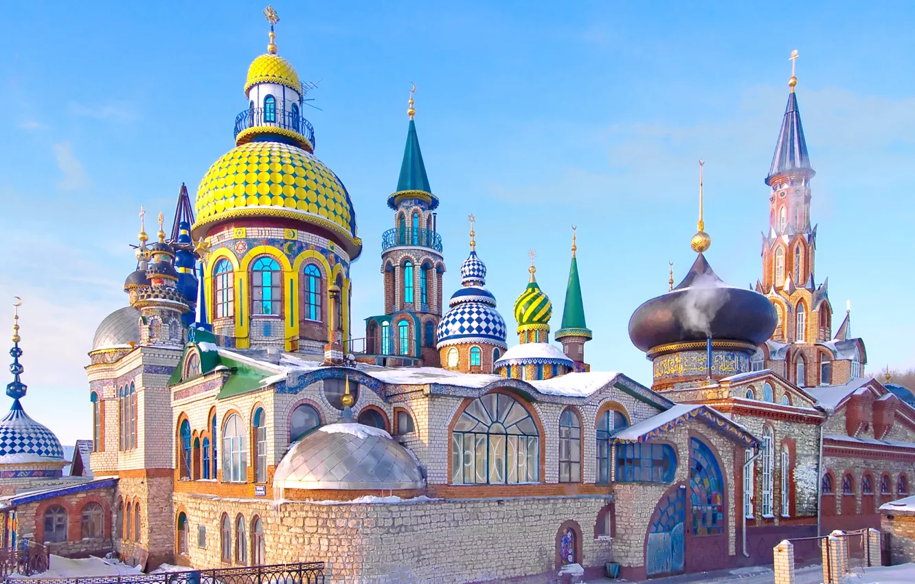 Фото обои здание, архитектура, Татарстан, город Казань, храм всех религий, толерантность