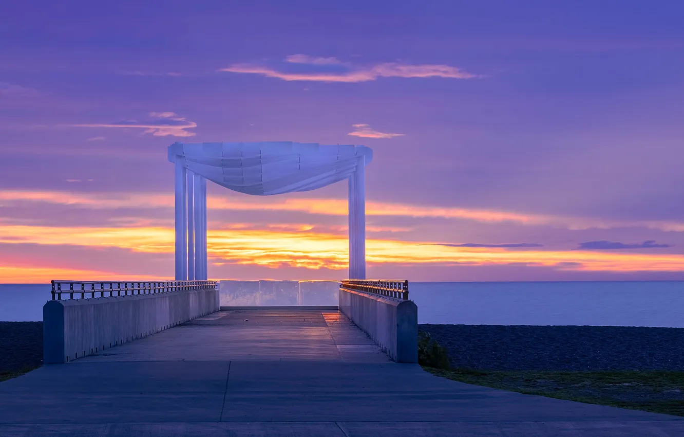 Фото обои море, рассвет, побережье, утро, Новая Зеландия, New Zealand, смотровая площадка, Napier