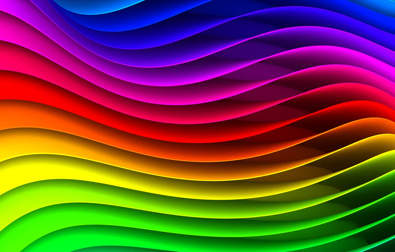 Фото обои волны, полосы, радуга, спектр, круговорот