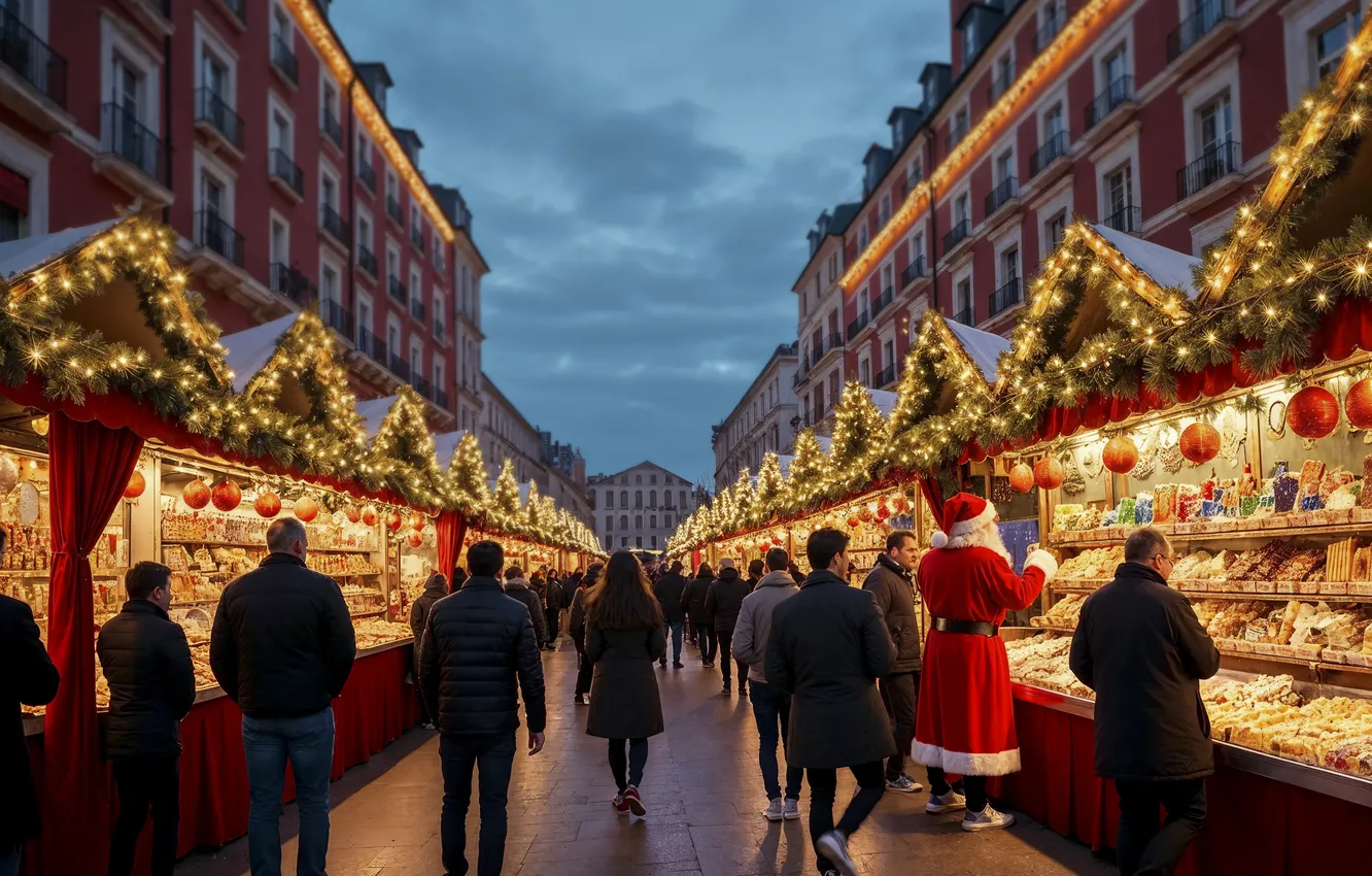 Фото обои украшения, city, город, улица, Рождество, Москва, Новый год, christmas