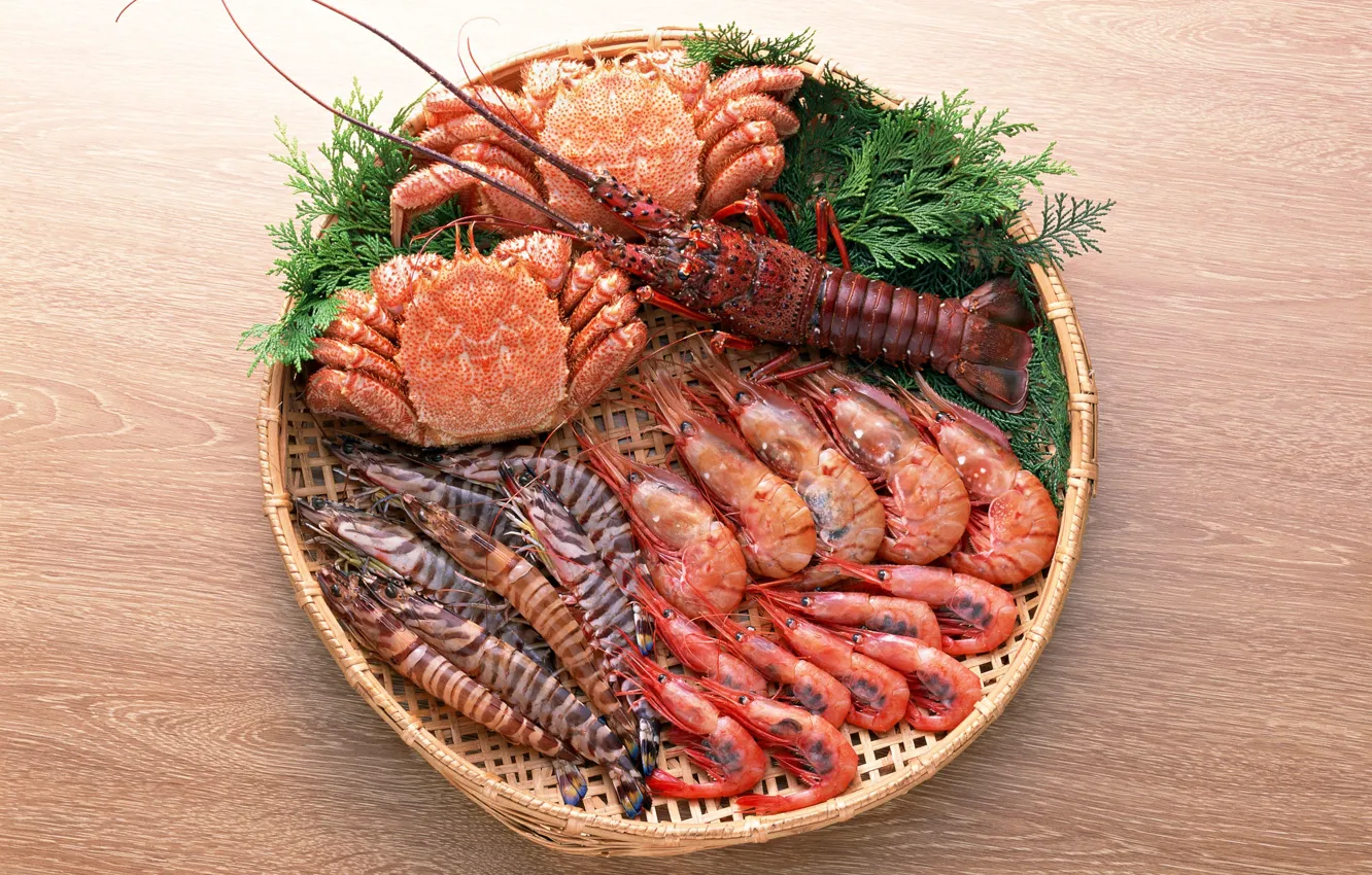 Фото обои суши, крабы, креветки, морепродукты, Омар
