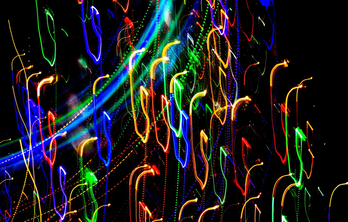 Фото обои яркие краски, lights, огни, неон, neon, bright colors, светящиеся линии, glowing lines