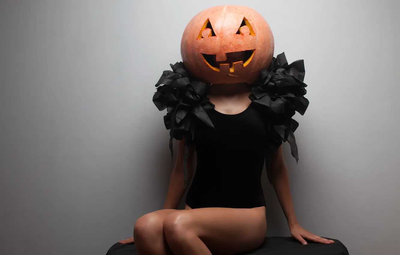 Фото обои Halloween, Pumpkin, woman, costume