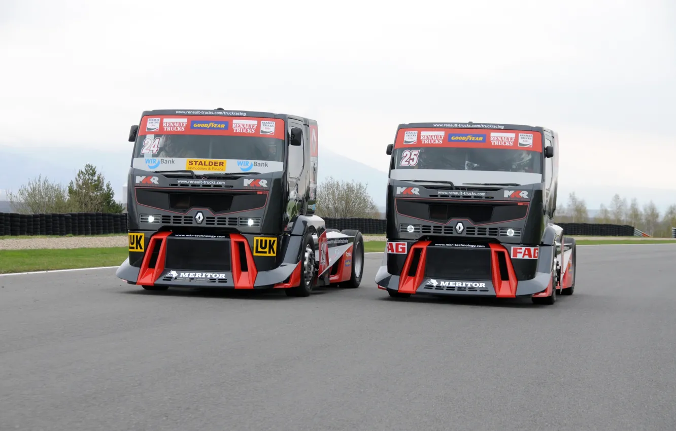 Фото обои race, renault trucks, renault premium, truck racing