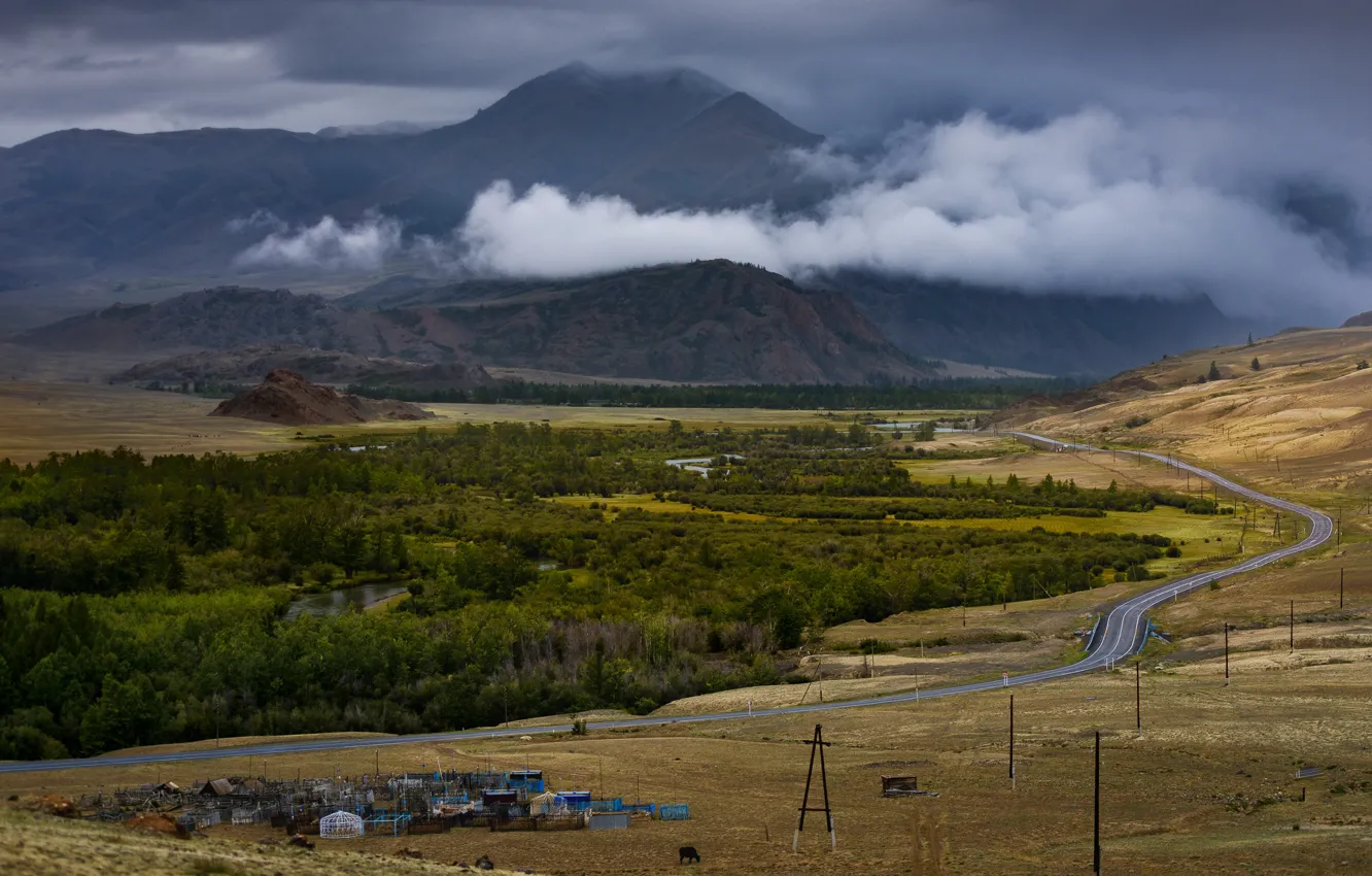 Фото обои горы, Горный Алтай, Чуйский тракт