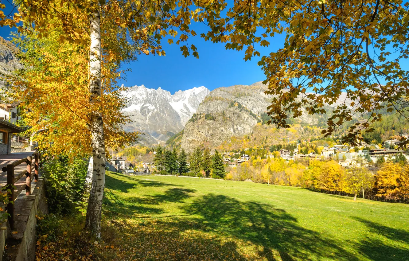 Фото обои осень, горы, Италия, Валле-д'Аоста, Курмайор