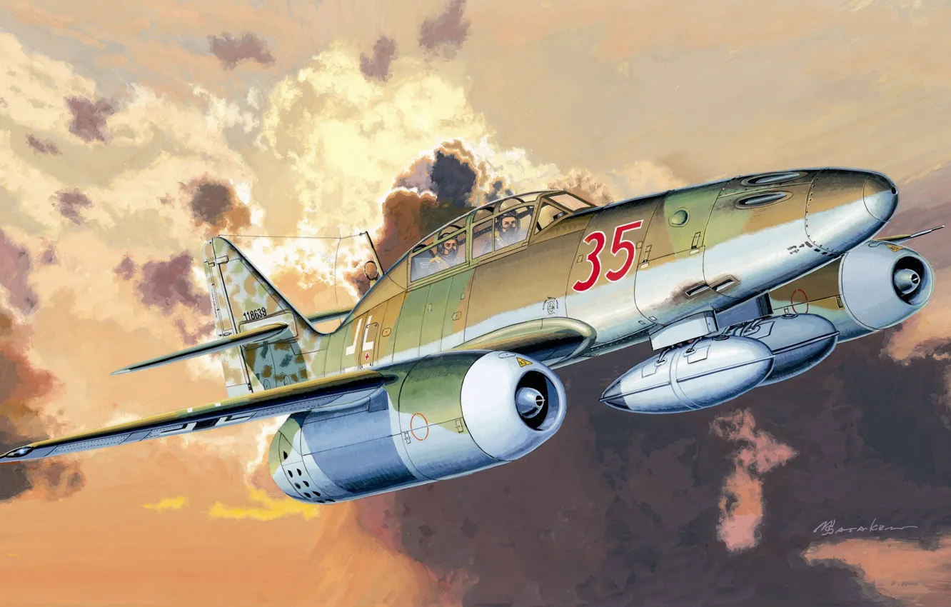 Фото обои Германия, Messerschmitt, Учебно-тренировочный, Ме 262