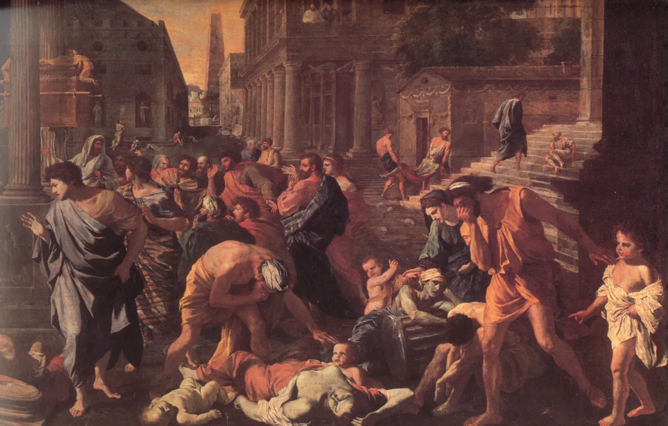 Фото обои Никола Пуссен, классицизм, Чума в Ашдоде, The Plague Of Ashdod
