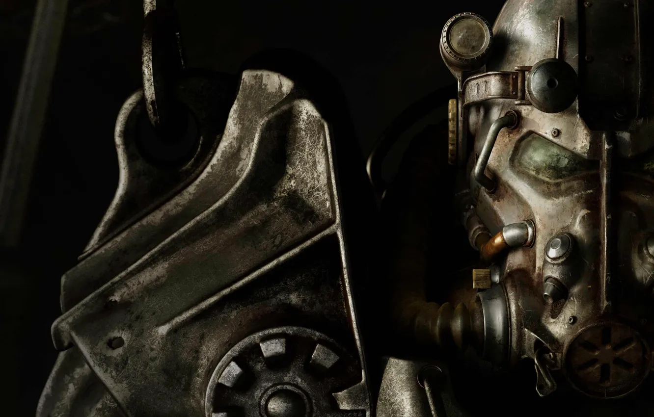 Фото обои сталь, шлем, Паладин, силовая броня, Bethesda, наплечник, Fallout 4