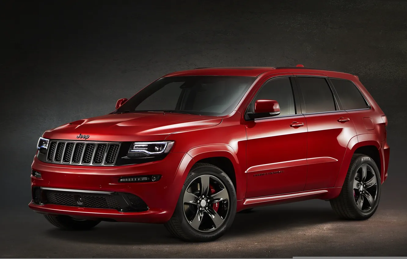 Фото обои красный, джип, автомобиль, Jeep Grand Cherokee