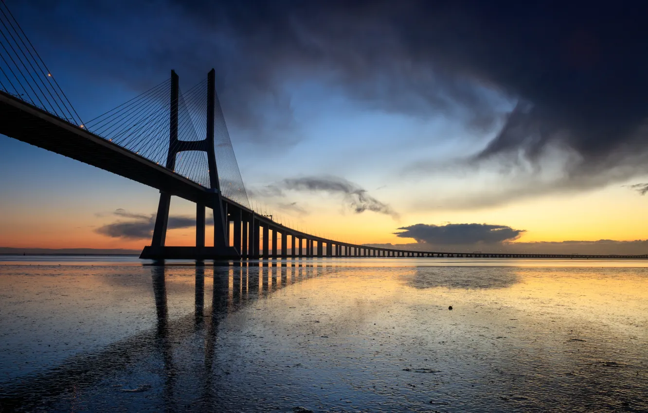 Фото обои Португалия, Portugal, Lisbon, Vasco da Gama bridge, Tejo