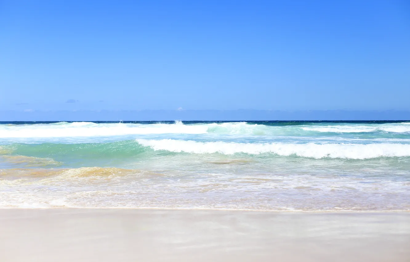Фото обои песок, море, волны, пляж, лето, небо, берег, summer