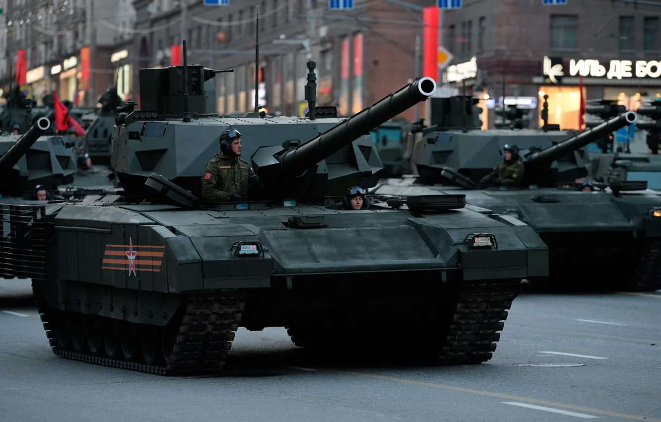 Фото обои танк, Москва, парад, армата, репетиция, т-14