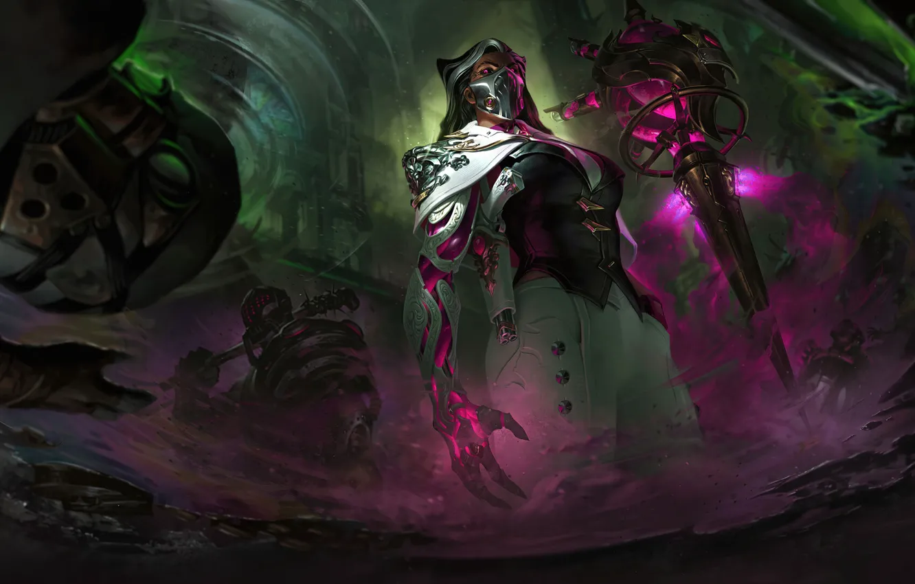 Фото обои игра, бой, game, character, персонаж, League of Legends, механическая рука, LOL