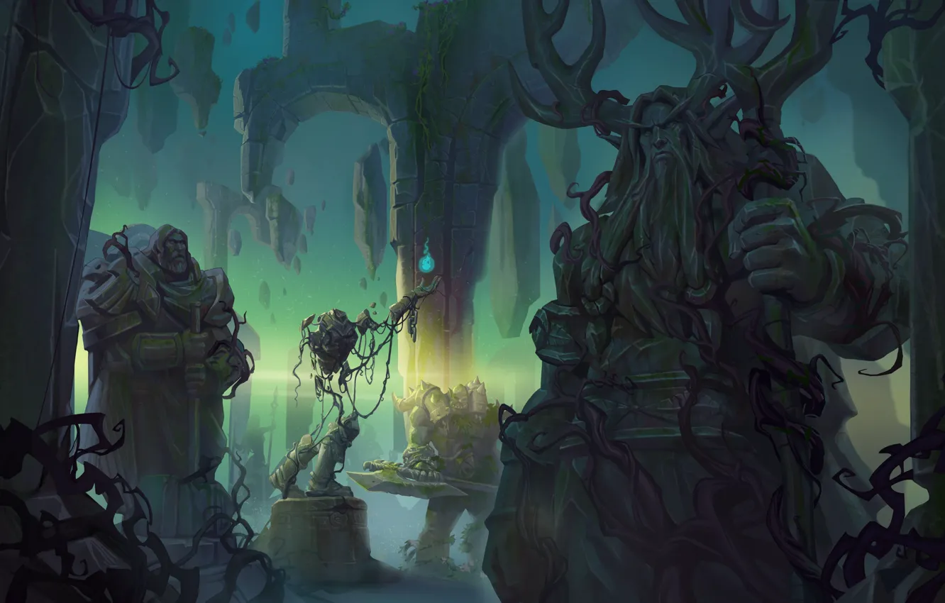 Фото обои развалины, руины, статуи, Hearthstone: Heroes of Warcraft, Хартстоун: Герои Варкрафта