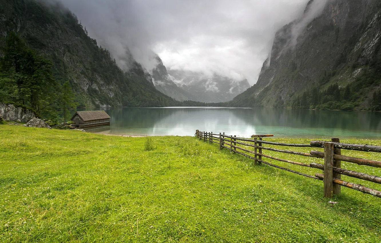 Фото обои облака, горы, озеро, Германия, Germany, Obersee