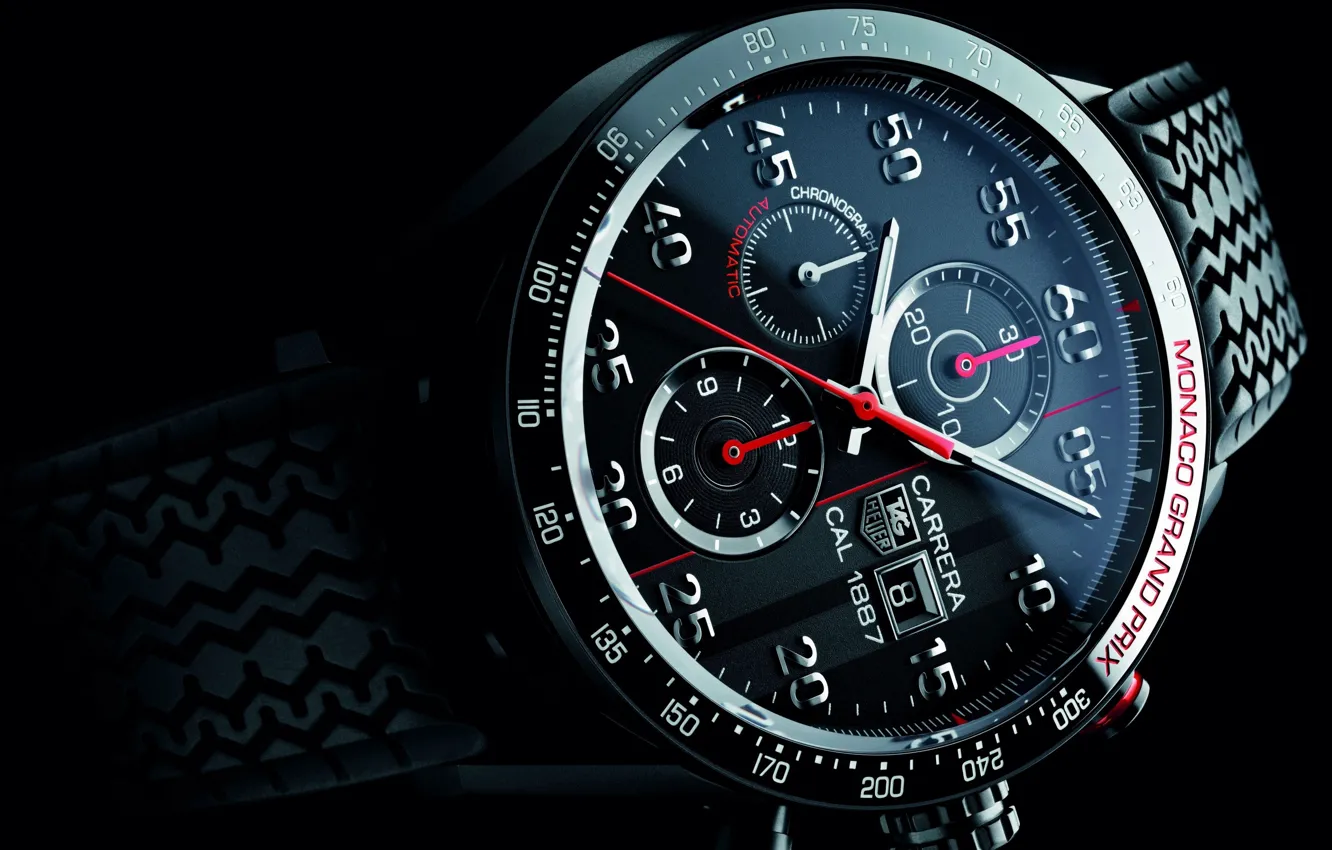 Фото обои время, стрелки, часы, ремешок, watch, Monaco Grand Prix, хронометр, Titanium