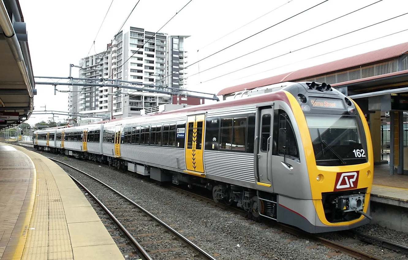 Фото обои город, фото, электричка, перон, trains electric, public transports