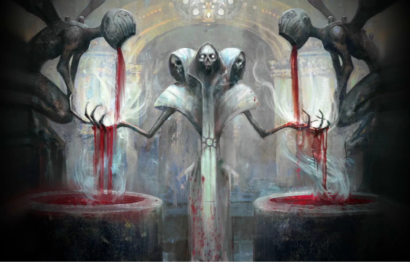 Фото обои смерть, кровь, скелет, черепа, алтарь, жертвоприношение, Magic the Gathering