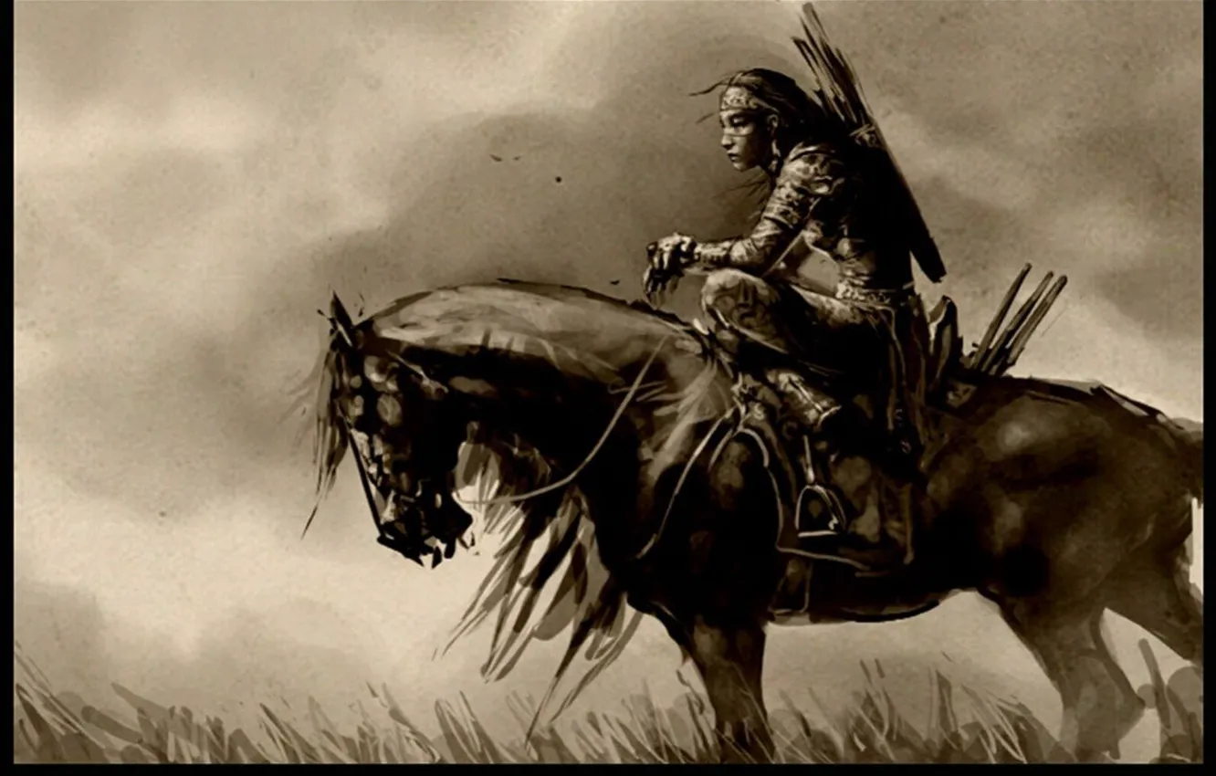 Фото обои warrior, womam, native american, Woman warrior