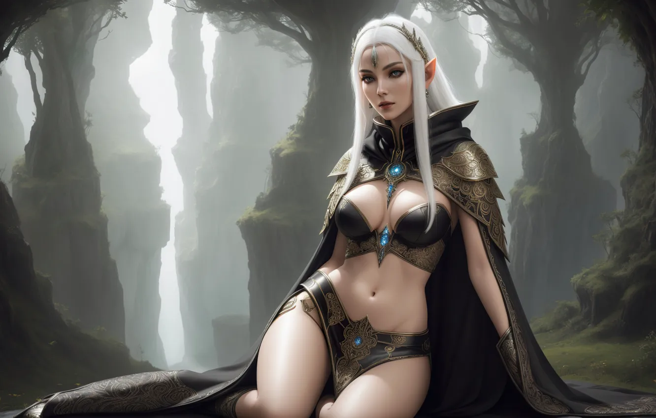 Фото обои girl, fantasy, nature, art, blond, elf, digital art, fantasy art