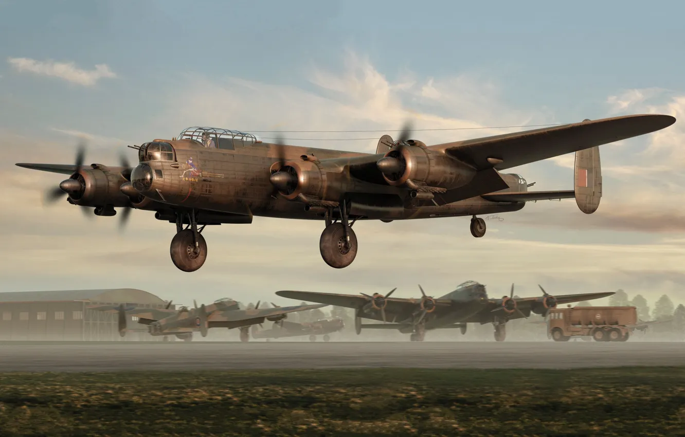 Фото обои Великобритания, Lancaster, Тяжелый бомбардировщик, Avro 683 Lancaster B.II
