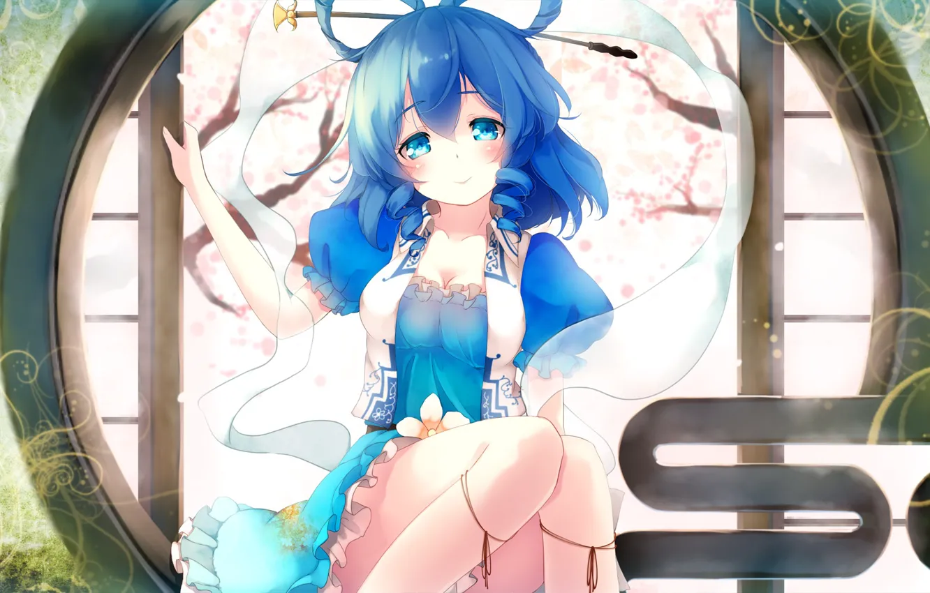 Фото обои девушка, улыбка, аниме, арт, touhou