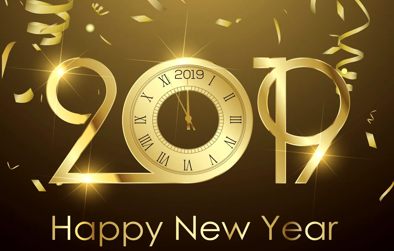 Фото обои золото, Новый Год, цифры, golden, background, New Year, Happy, sparkle