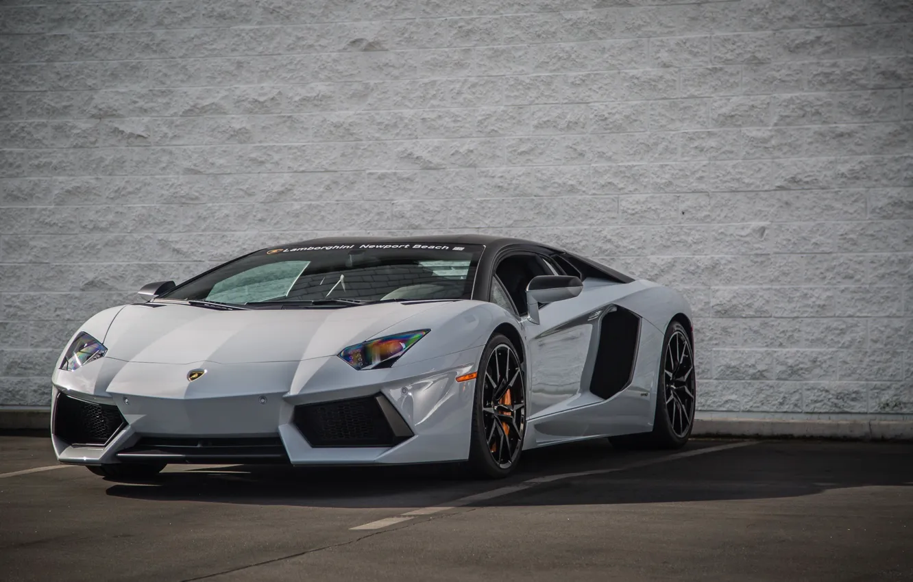 Фото обои Lamborghini, Ламборджини, Beach, LP700-4, Aventador, Gray, Авентадор, Newport