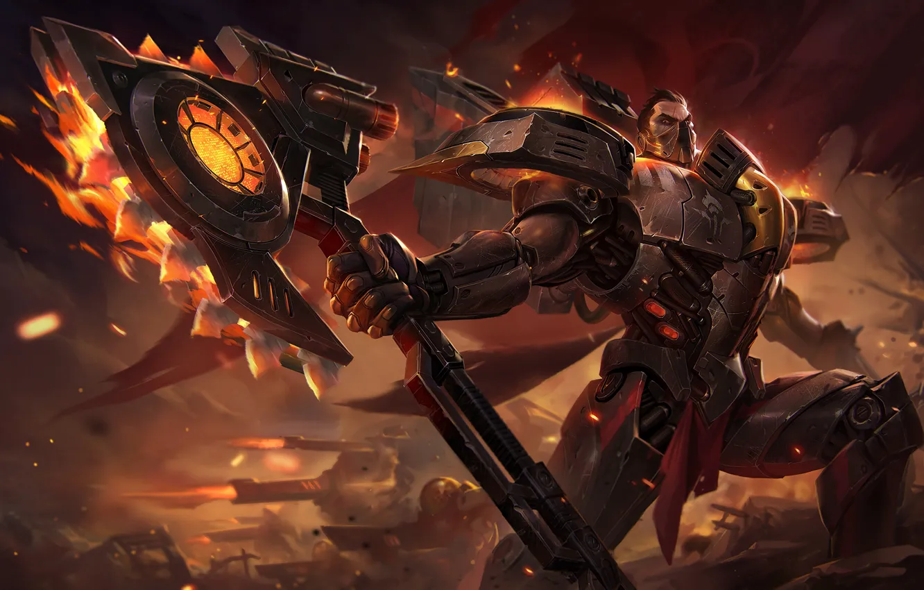 Фото обои axe, armor, Warrior, league of legends