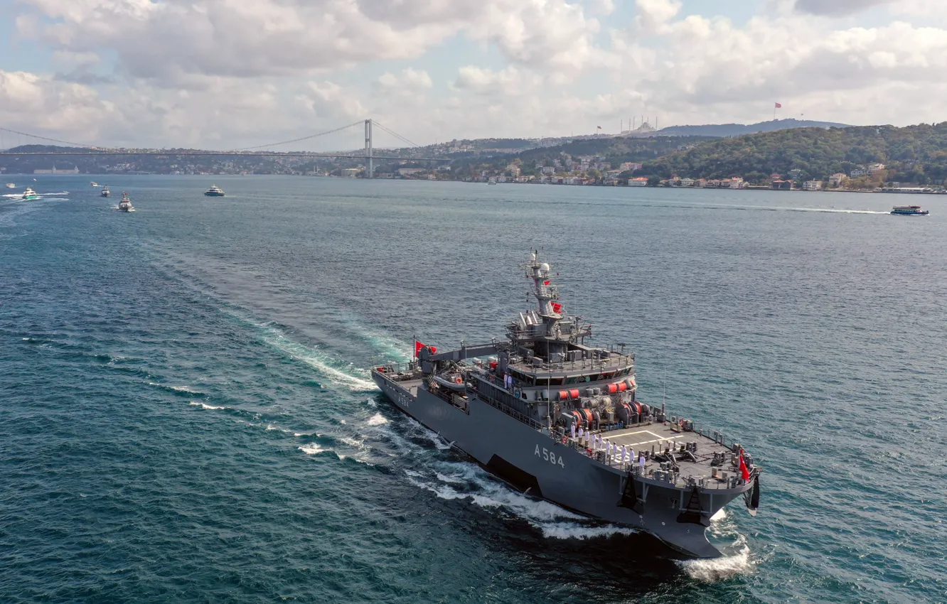 Фото обои ВМС Турции, корабль-спасатель, A 584, Akin