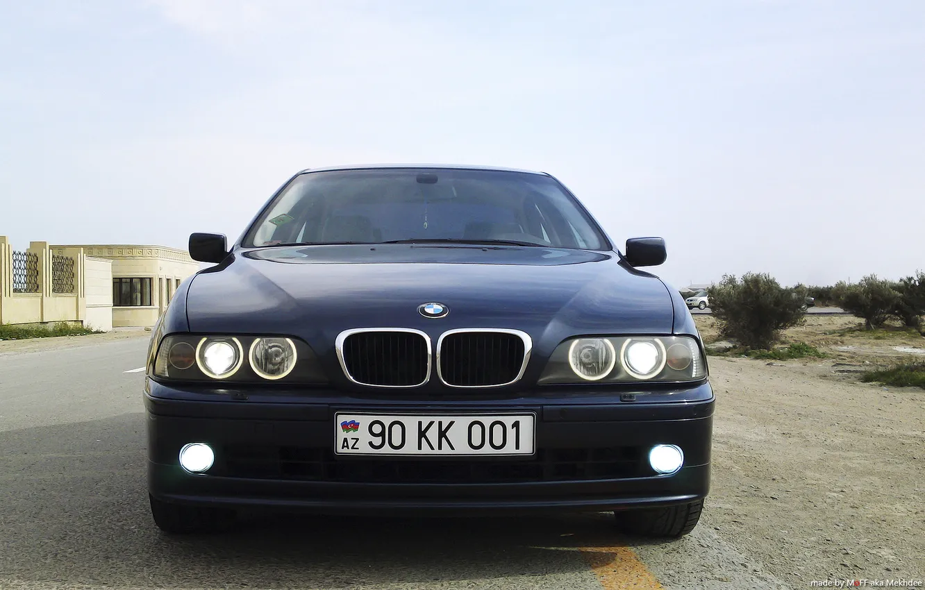 Фото обои ксенон, bmw, 2002, e39, angel eyes, xenon, 525i