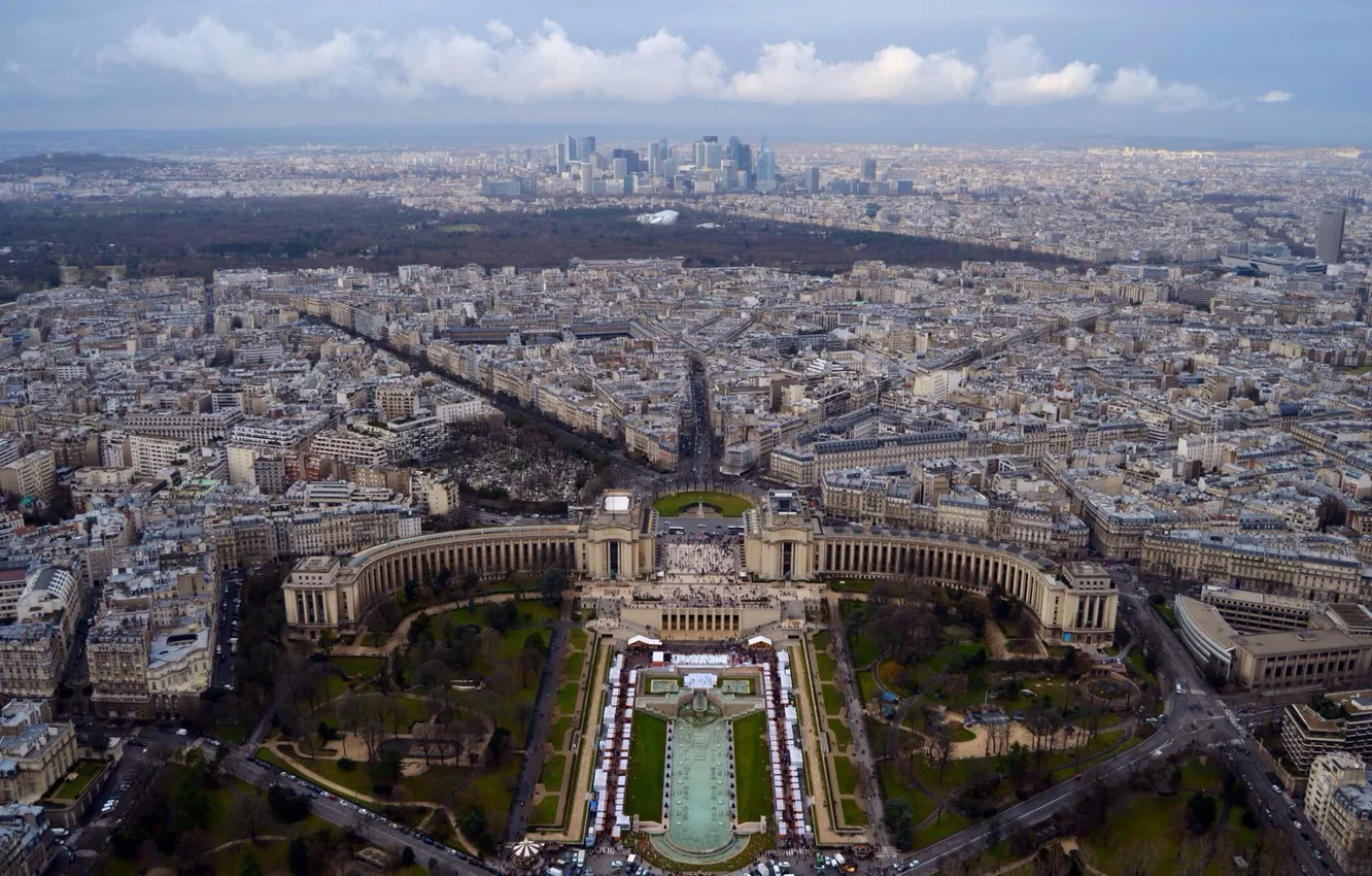 Фото обои Париж, вид, панорама