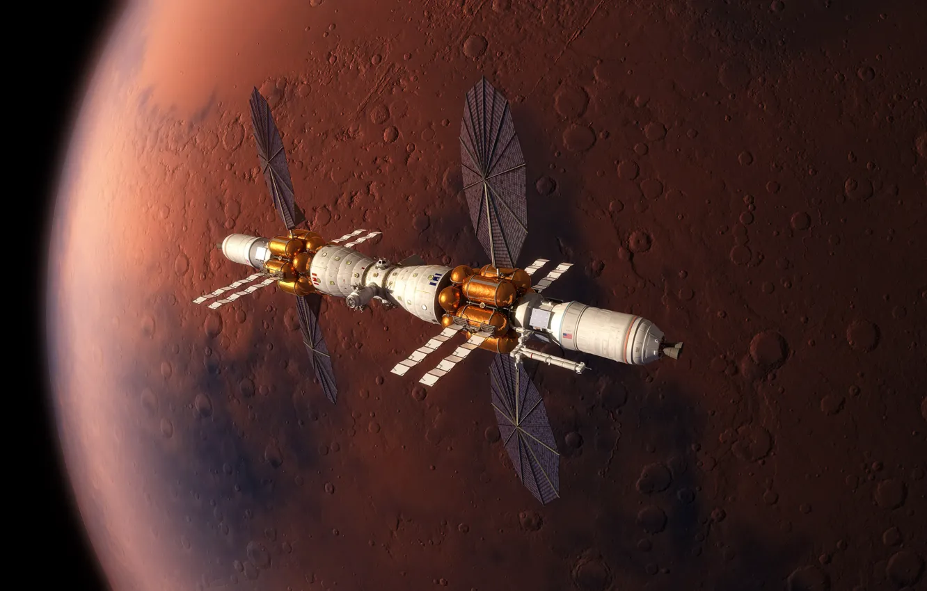 Фото обои космос, поверхность, Марс, экспериментальный аппарат, Базовый лагерь Марса