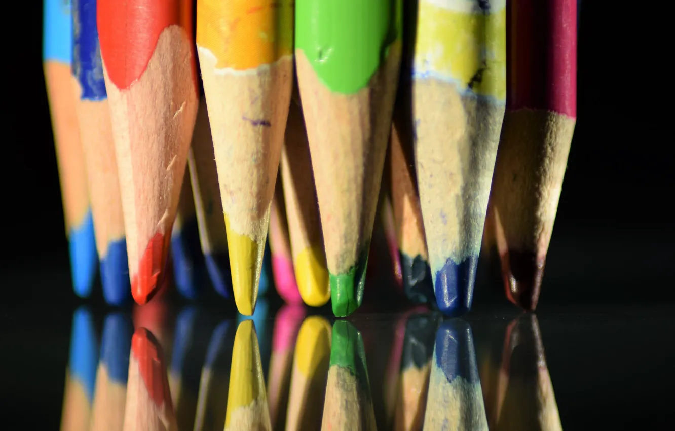 Фото обои макро, цвет, карандаши