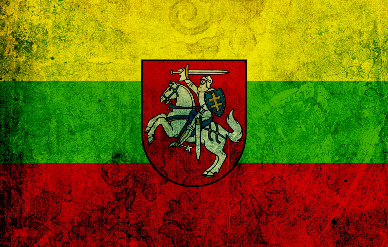 Фото обои флаг, всадник, герб, Vytis, Литовская Республика, Lietuvos Respublika, Литва, Витис