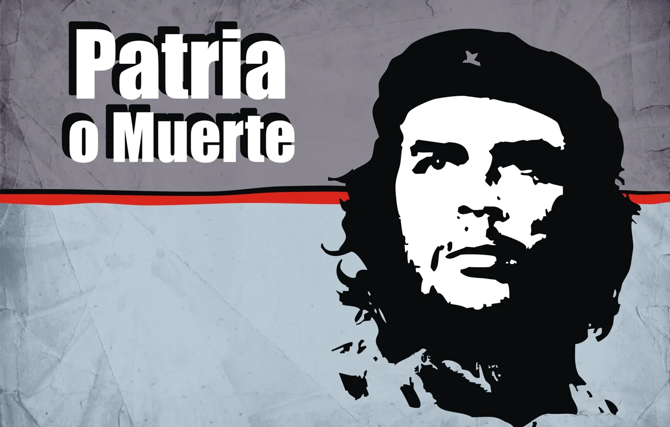 Фото обои плакат, серый фон, революция, че гевара, куба, лозунг, эрнесто, отечество или смерть