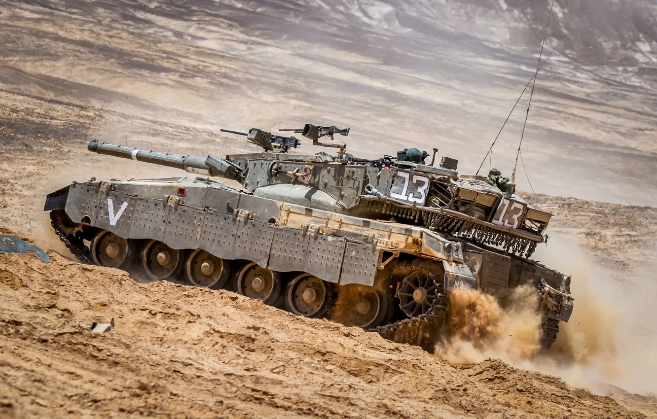Фото обои песок, поле, танк, боевой, Меркава, основной, Merkava, Израиля