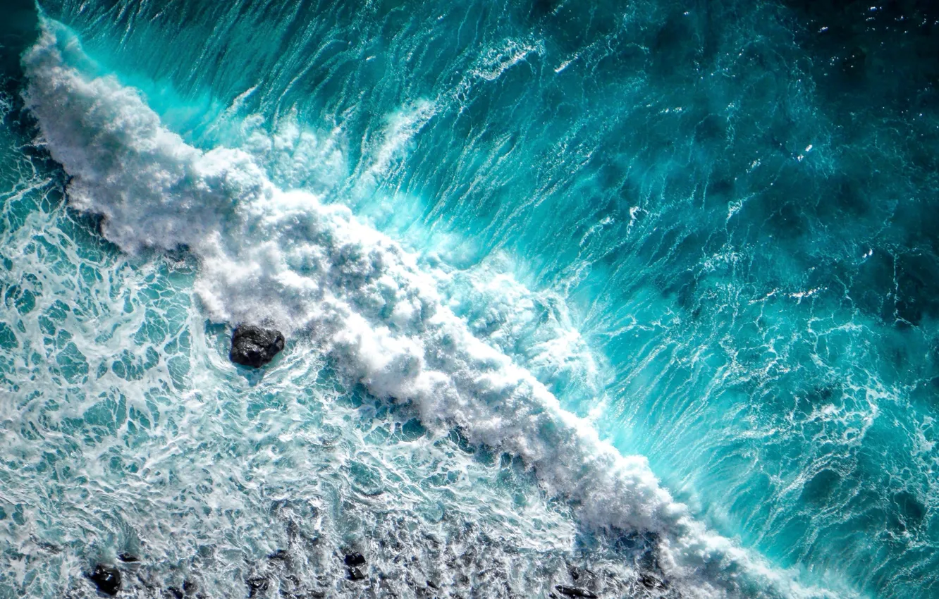 Фото обои море, волны, вода, горы, камни, океан, отпуск