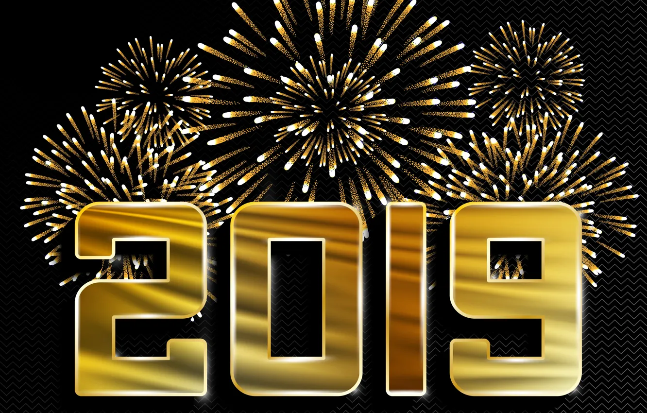 Фото обои золото, Новый Год, цифры, golden, черный фон, black, background, New Year