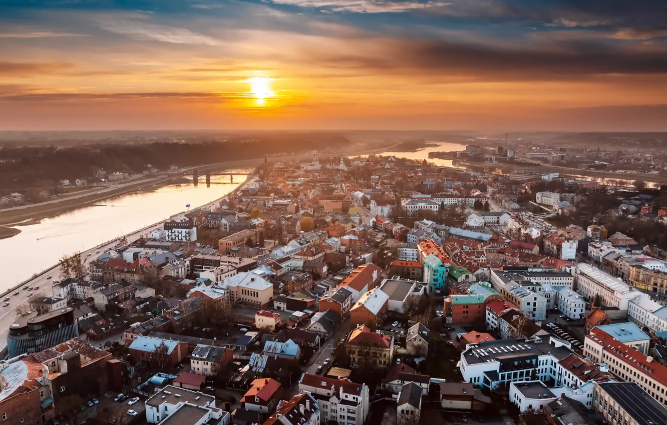 Фото обои Lietuva, Kaunas, saulėlydis