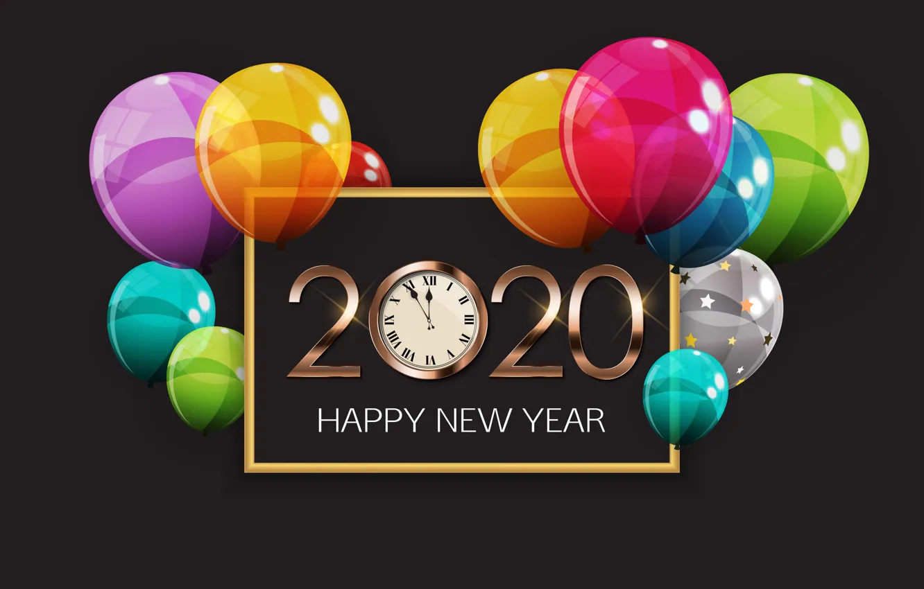 Фото обои шарики, новый год, happy new year, 2020