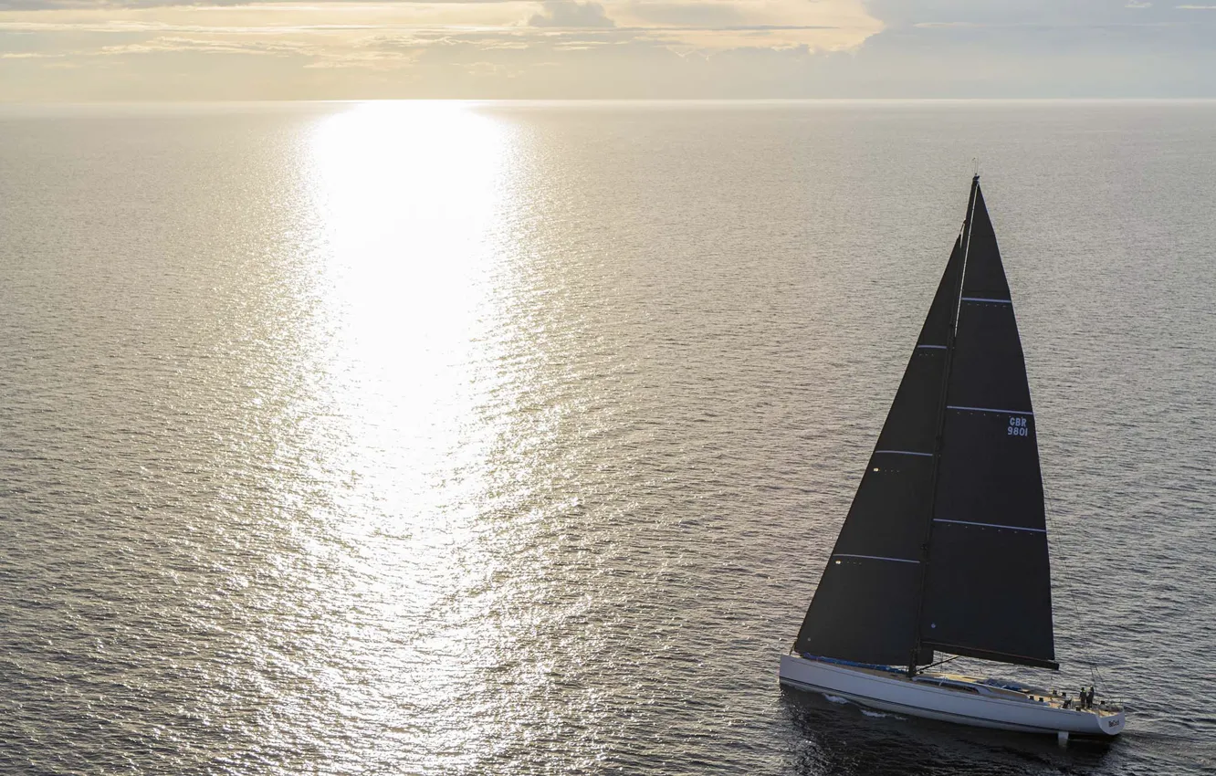 Фото обои море, солнце, отражение, движение, плавание, спортивная яхта, Cruiser and Racer yacht, Sailing DEO-43