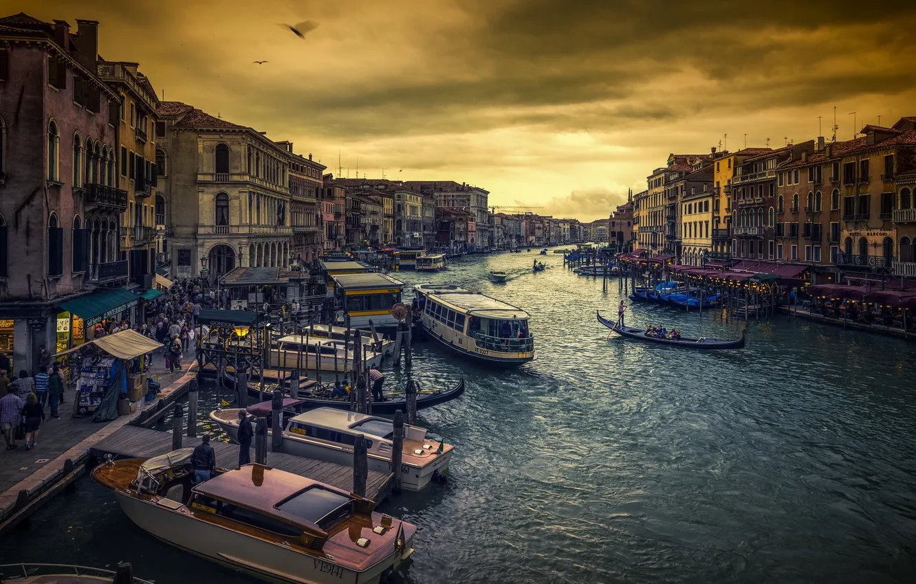 Фото обои город, канал, venezia