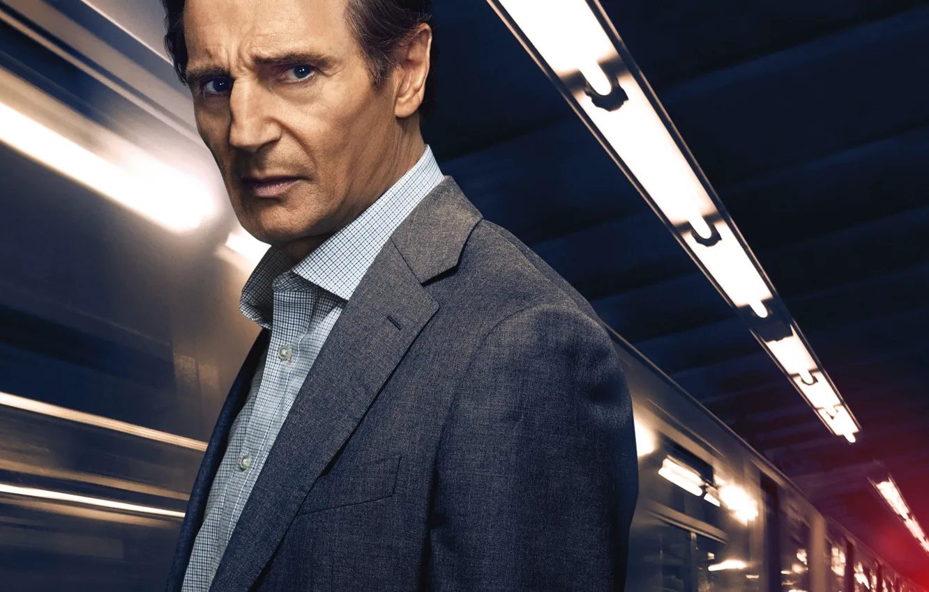 Фото обои огни, поезд, станция, детектив, триллер, постер, криминал, Liam Neeson