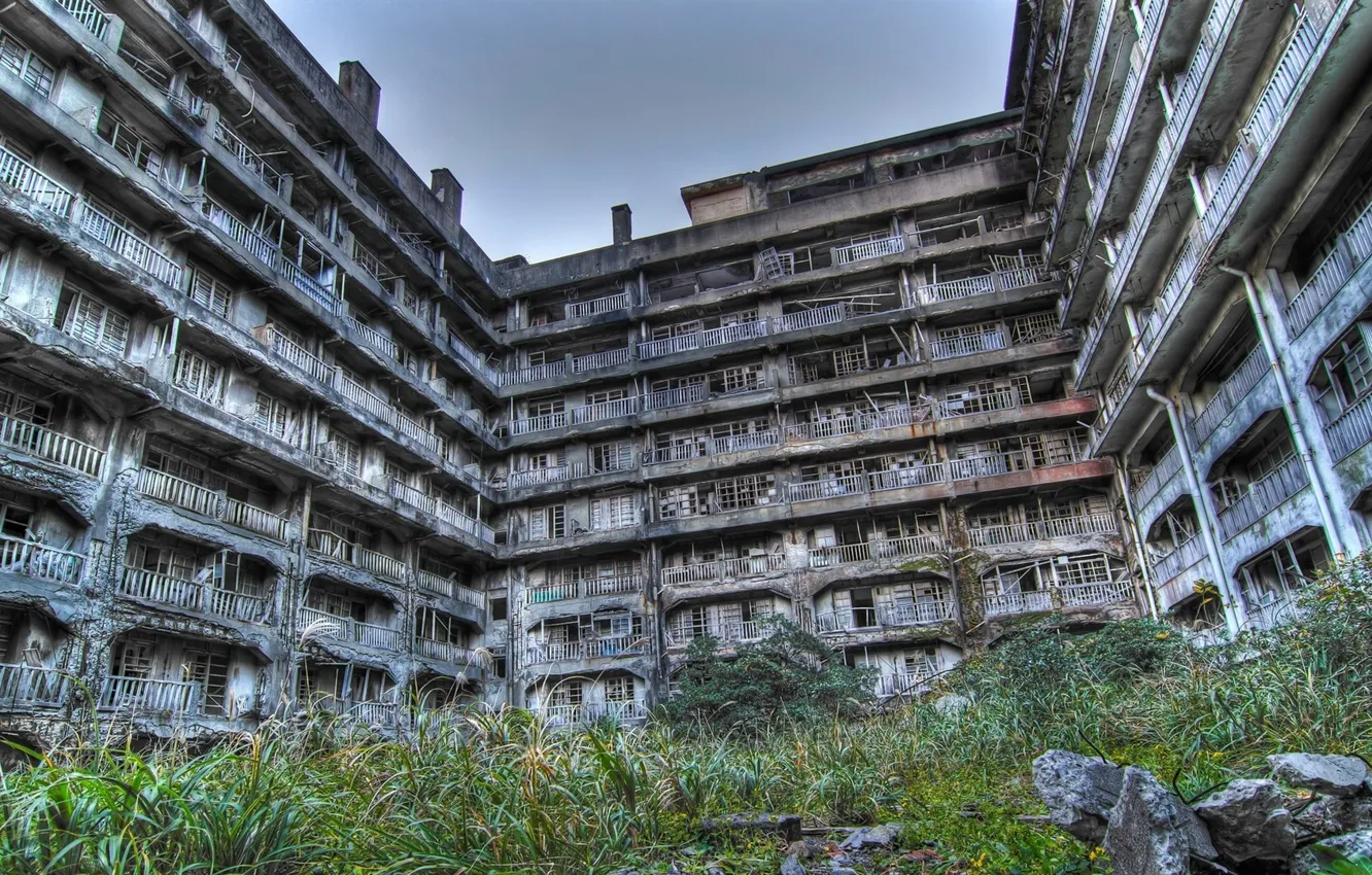 Фото обои building, abandoned, Hashima Island in Japan
