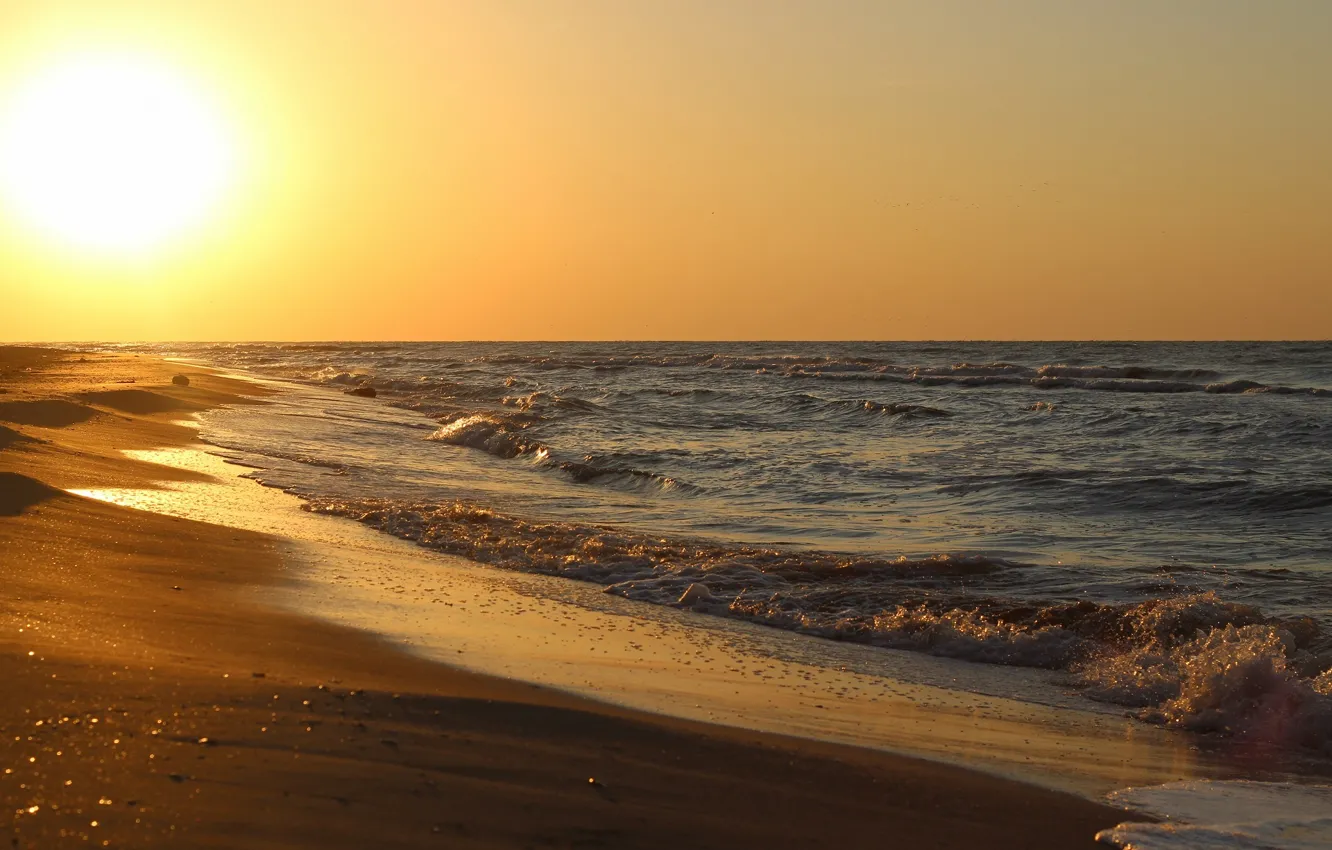 Фото обои песок, море, волны, пляж, солнце, океан, берег, побережье