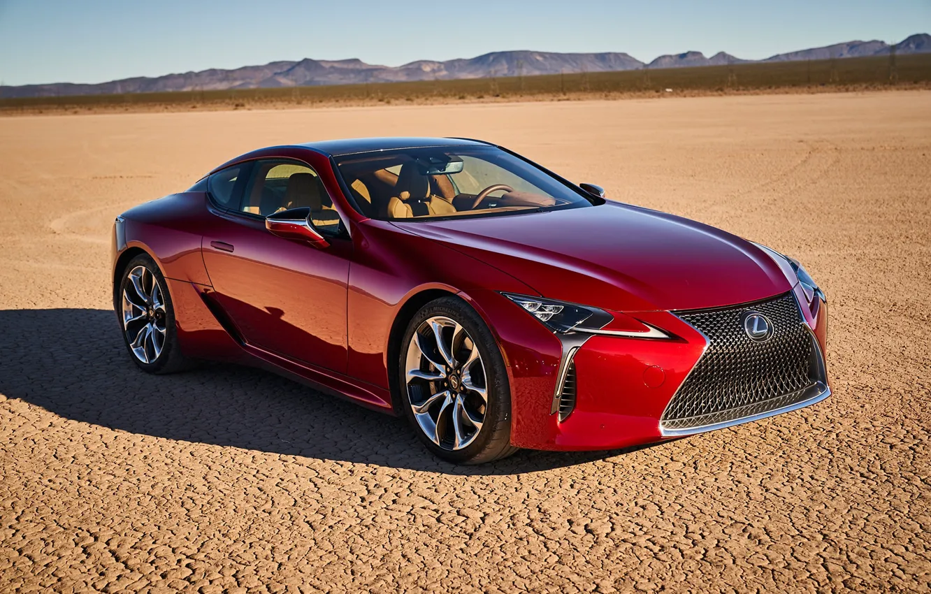 Фото обои car, машина, пустыня, Lexus, red, автомобиль, Lexus LC 500